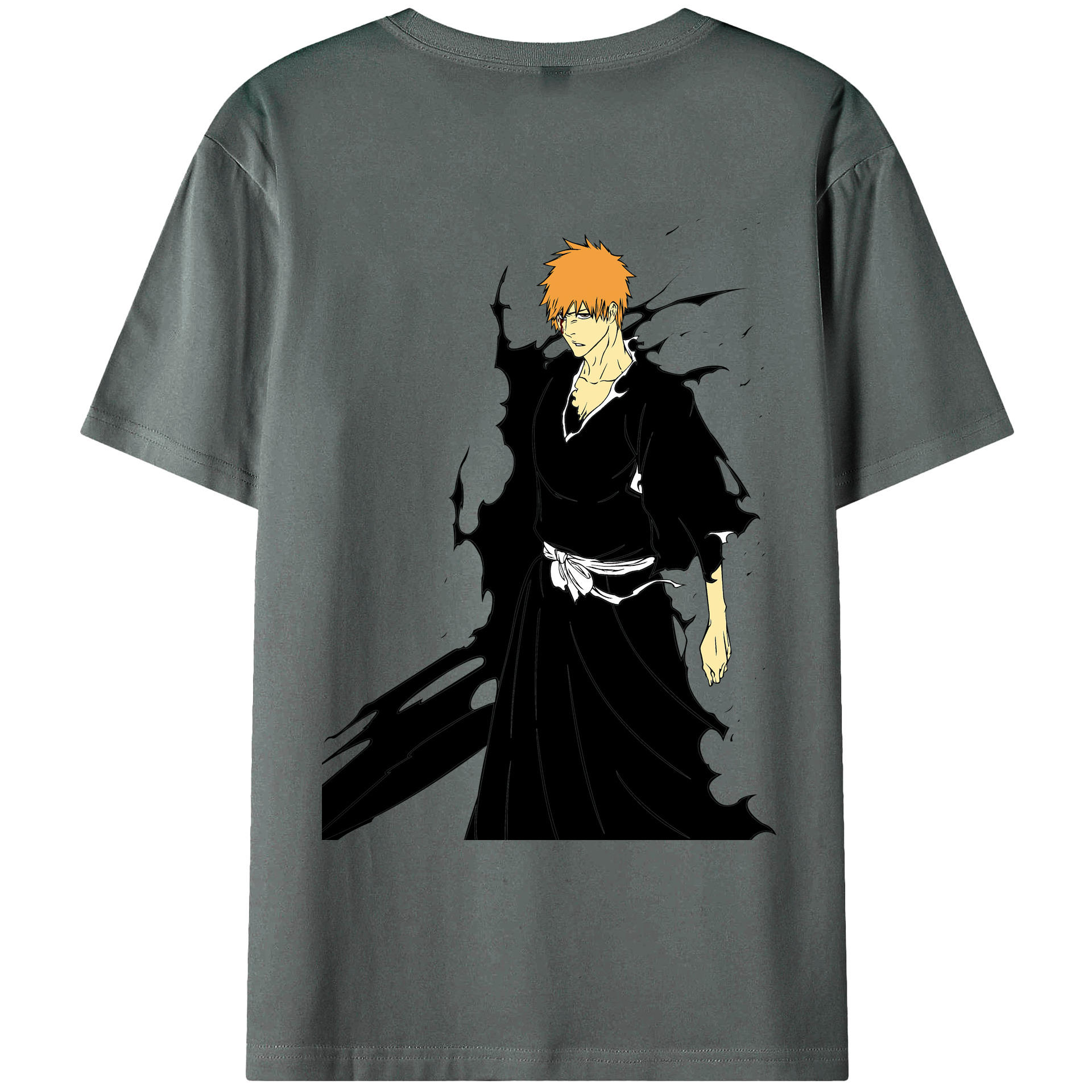 （画像用） ブリーチ 黒崎一護（くろさき いちご）BLEACH Kurosaki Ichigo 綿100％ メンズ半袖Tシャツ（バックプリント） 通気性